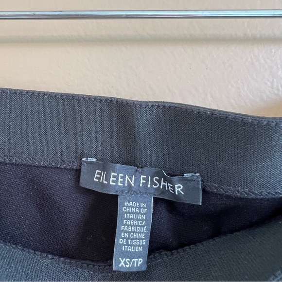 EILEEN FISHER Genuine Leather Panel Ponte Knit Black Pants Women’s Size XS - Picture 6 of 7